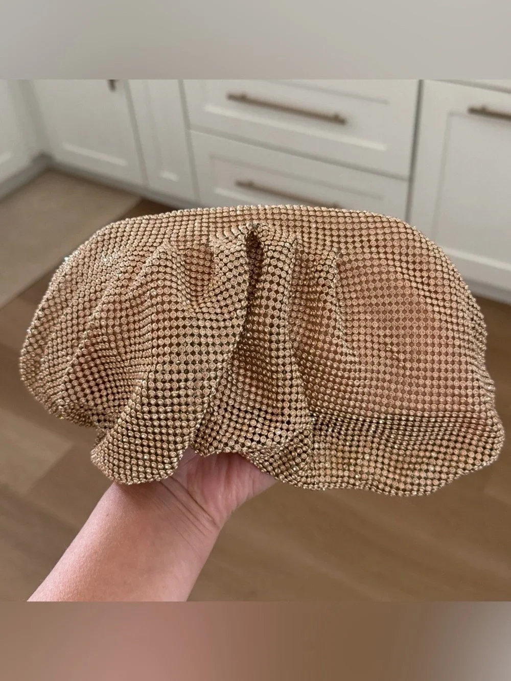 Nina Gold Crystal Mesh Evening Clutch